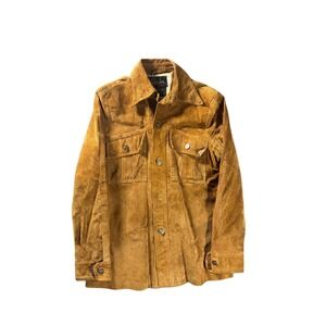 Vintage Fashion Bar Colorado Suede Leather Shirt Jacket Brown Mens 40